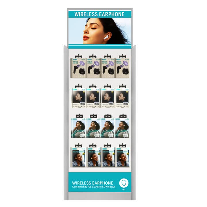 Bluetooth Wireless Earphones 60ct Floor Display for wholesale by ASK Wholesale