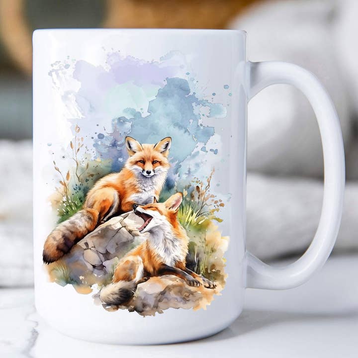 Fox Animal Resting on Rocks Coffee Mug for wholesale by Avery Lane Gifts