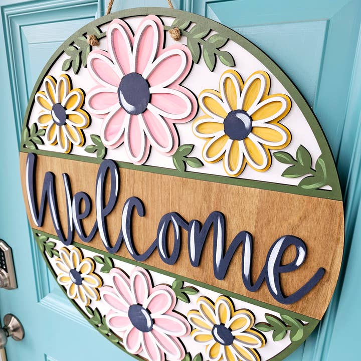 Teal Moon Creations - Wholesale DIY Craft Kit - DIY Welcome Floral Trio Door Hanger2