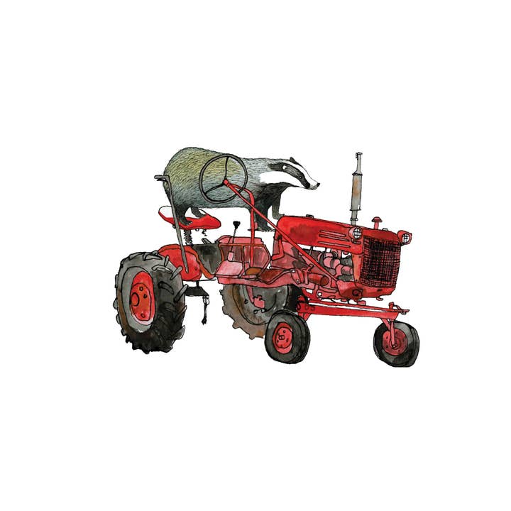 Brienne Cosman Design - Venta al por mayor Tarjetas de felicitación - Tarjeta de tractor roja1