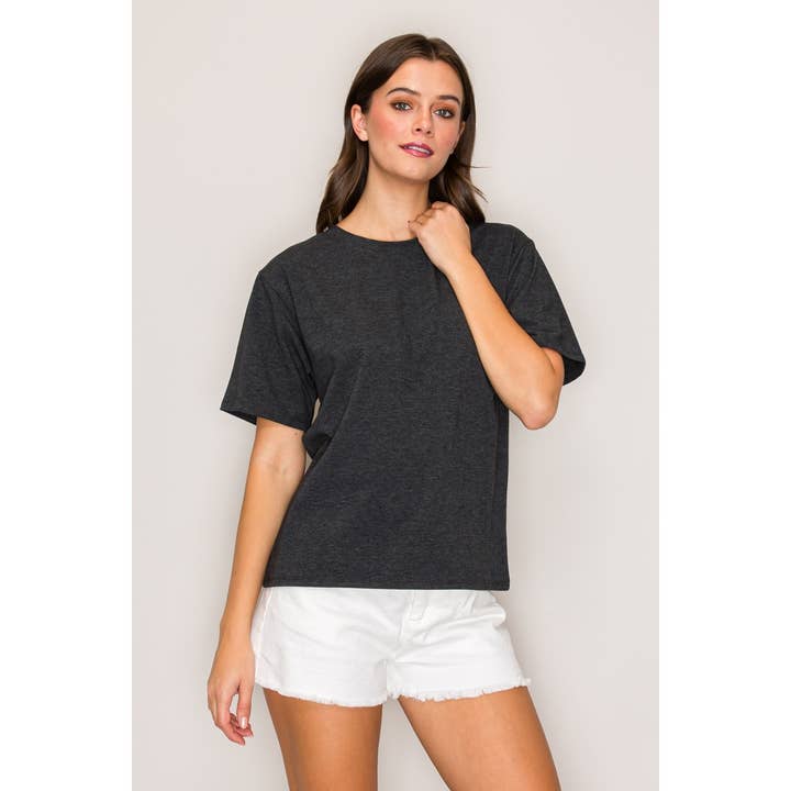 Crew Neck Short Sleeve Cotton Boyfriend Boxy Tee for wholesale by Popular 21