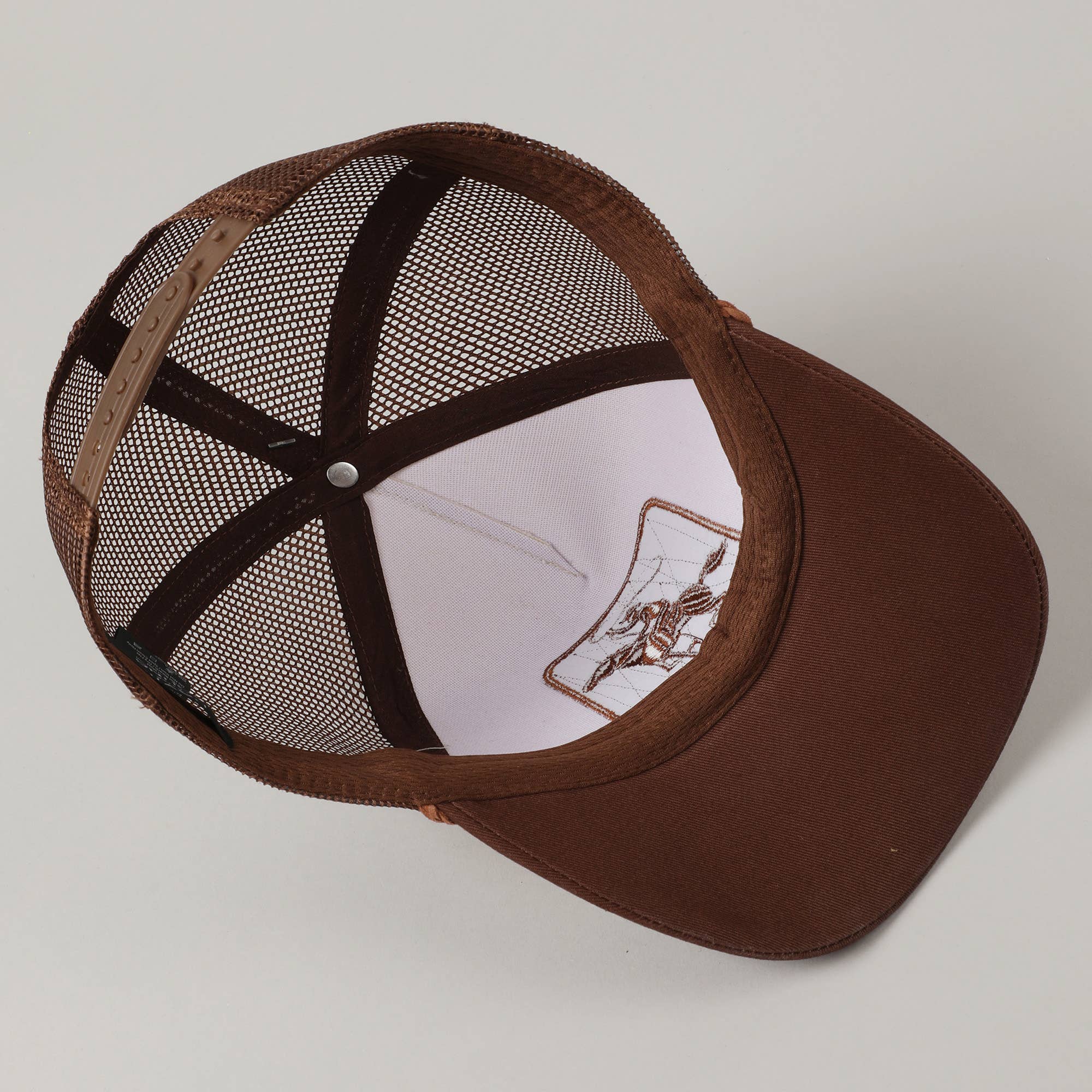 Brown Cowboy Image Howdy Embroidery Mesh Back Cap for wholesale on Faire4