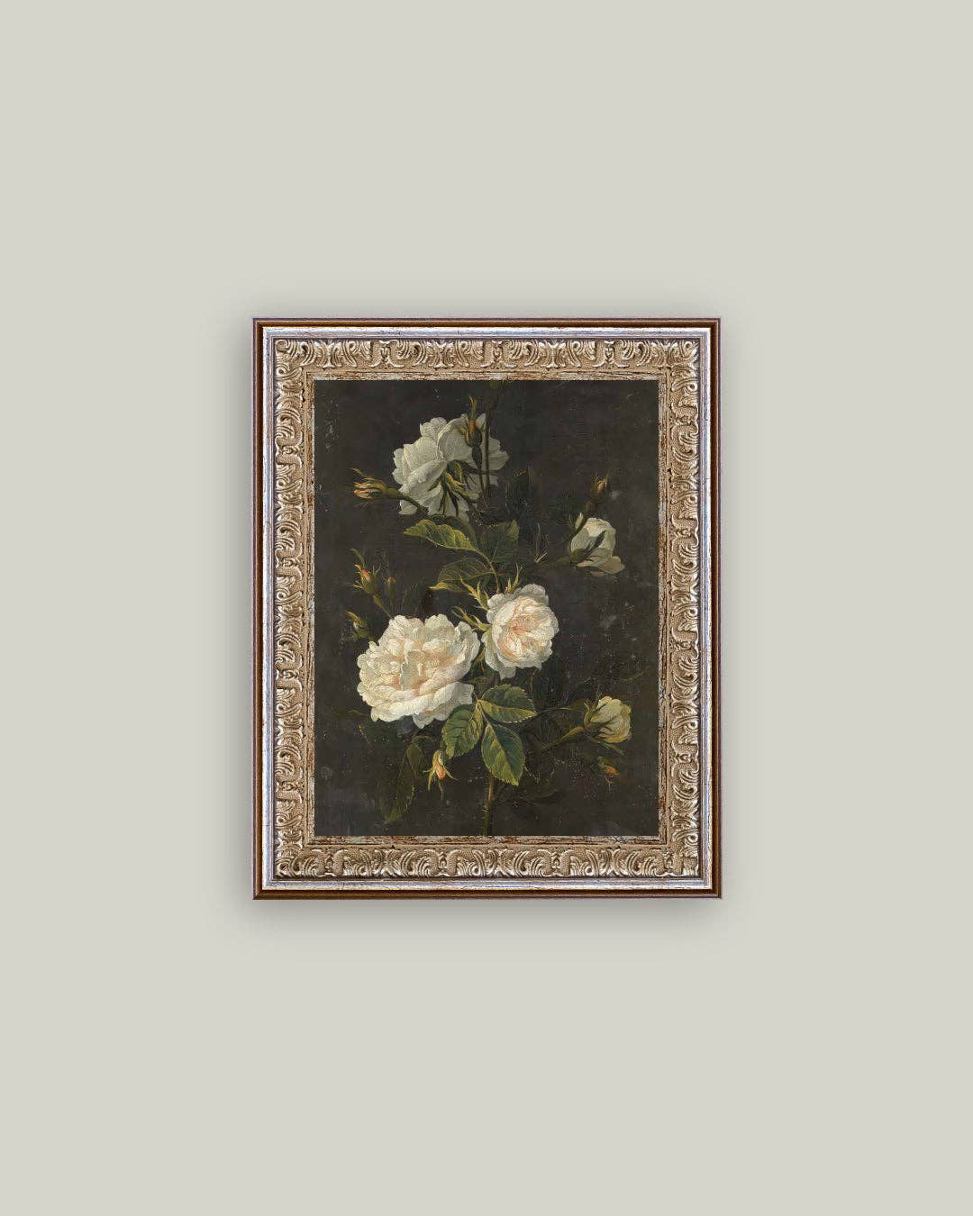Petal Lane Home - Wholesale Art Print - Moody Still Life Rose Framed Antique Art0