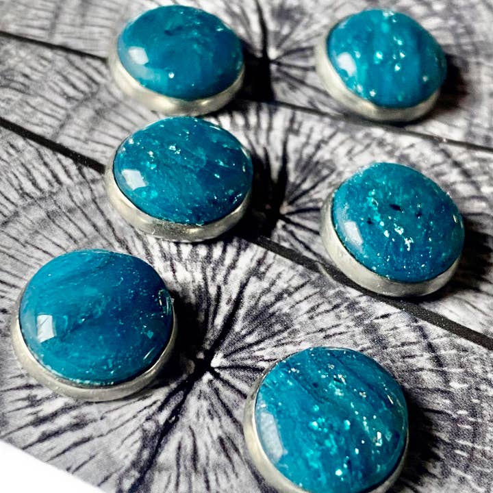 Lazy Pine Clay Design - Wholesale Stud/Post Earrings - Okanogan Blue Framed Stud Sets6