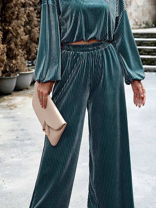 HIDDENBRAND - Wholesale Top & Pant Set (NOT Loungewear) - Women's - Women's Velvet Suit Casual Two Piece13