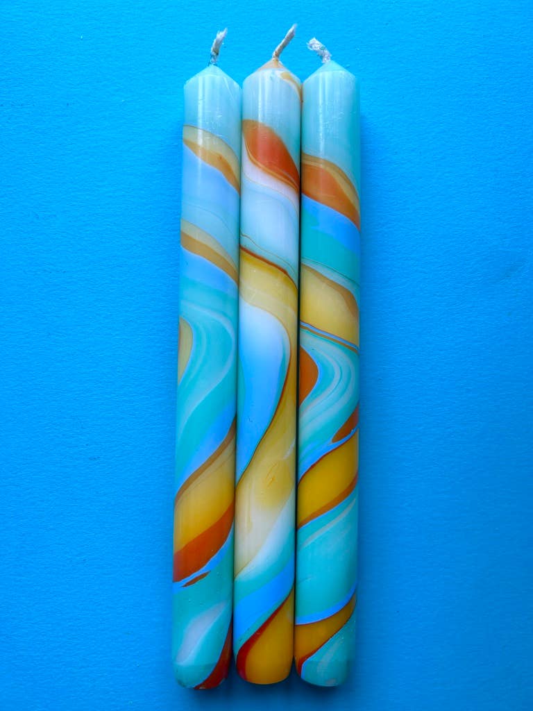 The Colour Emporium – wholesale Tapered candle/candlestick – JUPITER - Marbled Dinner Candle Trio5