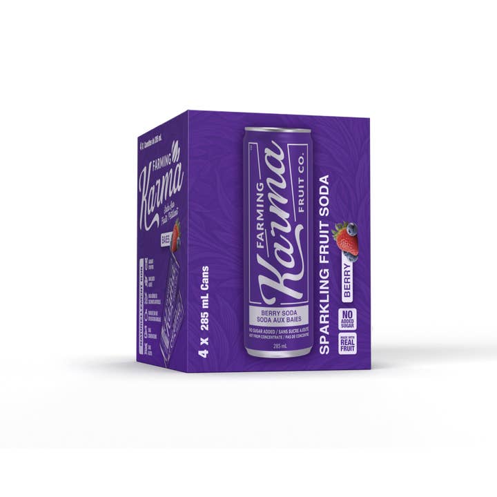 Berry Soda (4 pack) for wholesale by Farming Karma Fruit Co. Ltd