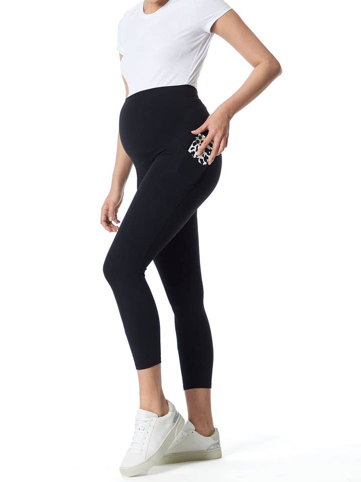 Active Overbelly Side Pocket 7/8 Maternity Leggings for wholesale by Soon Maternity