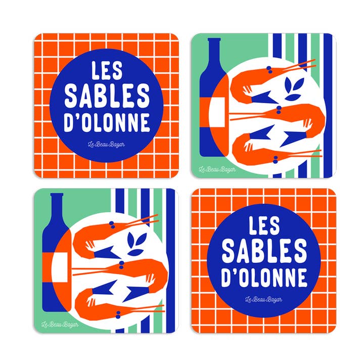 Glasunderlägg LES SABLES D'OLONNE Räkor för wholesale av Le Beau Bazar