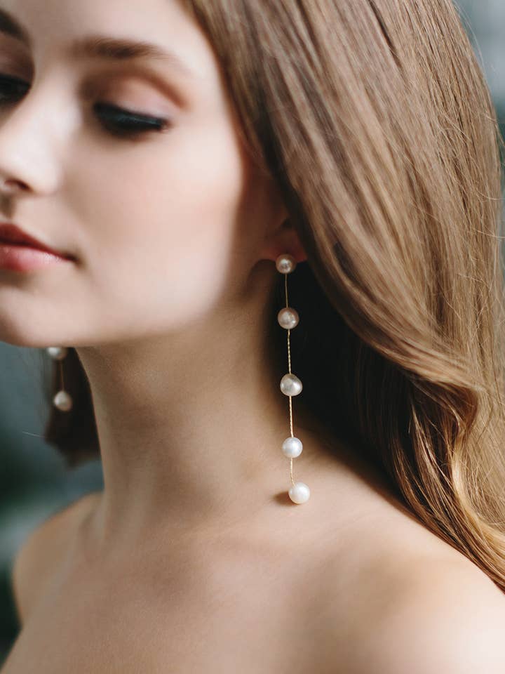 Krista Pearl Dangle Earrings for wholesale by Dareth Colburn Designs