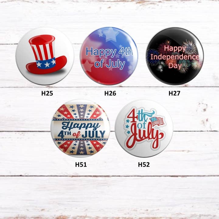 Exchangeable Badge Button Independence Day/ 4th of July for wholesale by Exchangeables Badge Reels