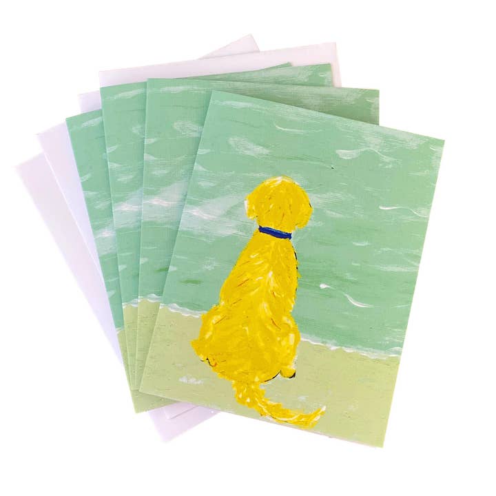 Golden Beach Dog Notecard Set for wholesale by Lemondaisy Design