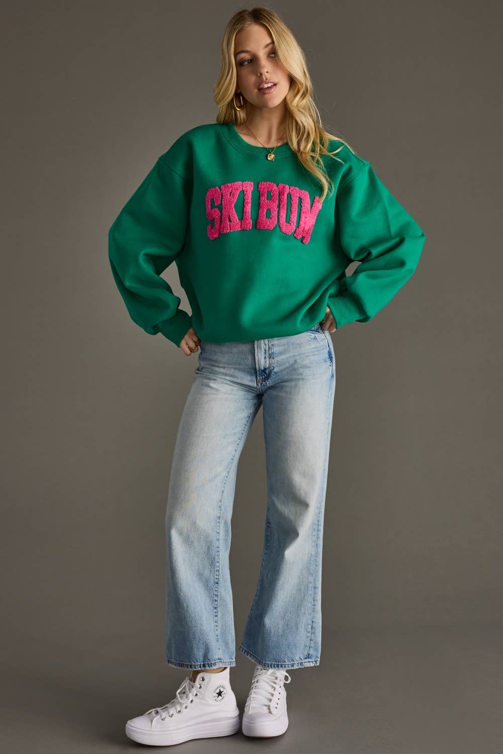 Panache Apparel Co. - Wholesale Graphic Sweatshirt - Women's - Green Ski Bum Sweatshirt2