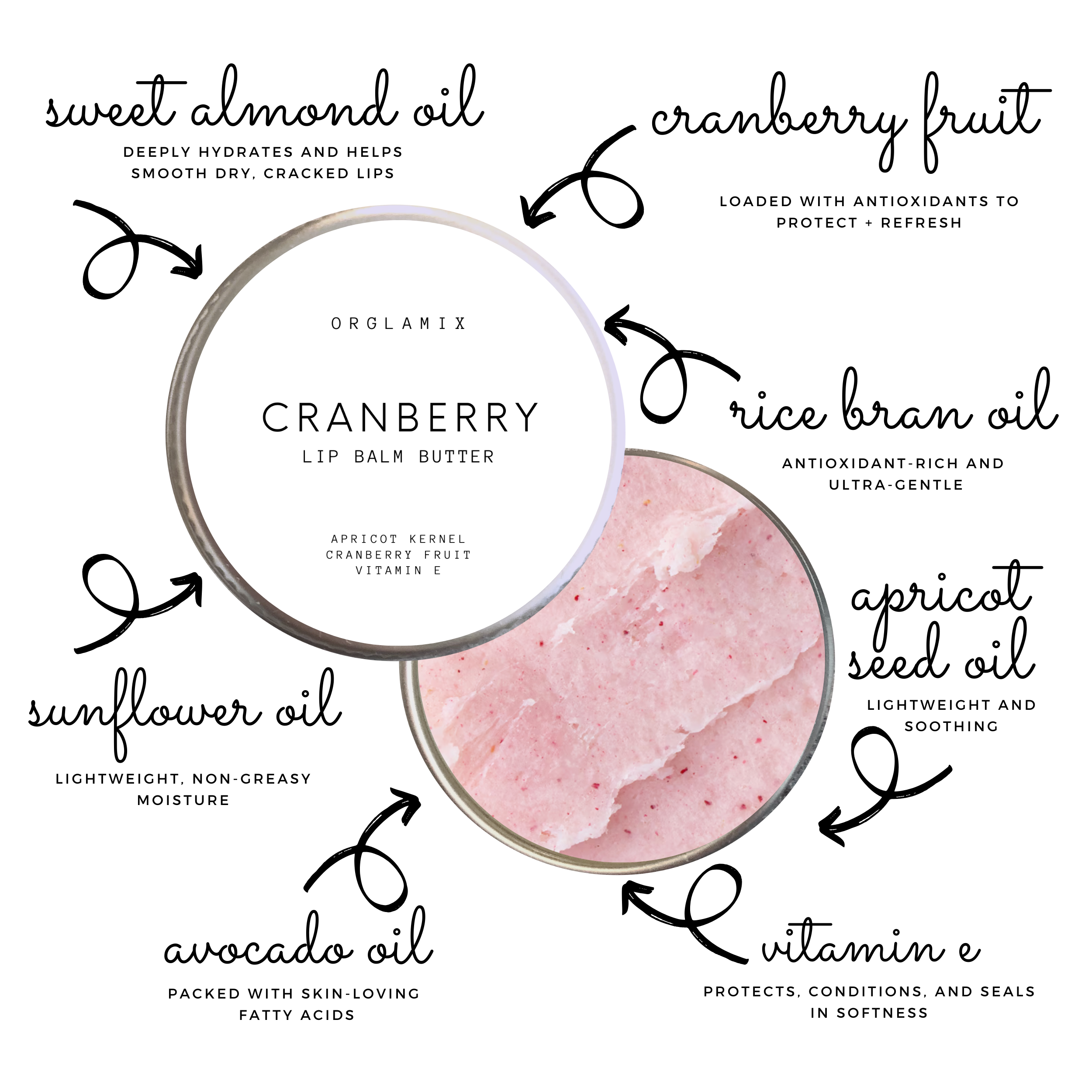 Orglamix - Wholesale Lip Balm - Cranberry Lip Butter Balm1