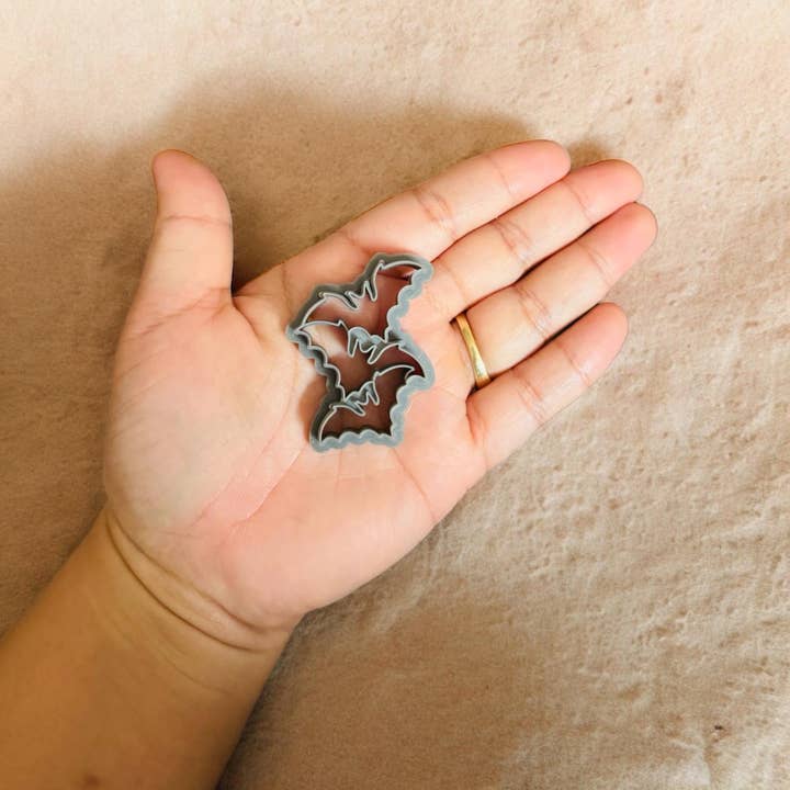 Three Bats Clay Cutter, Halloween Clay Cutter for wholesale by Roussell Prints and Demand LLC