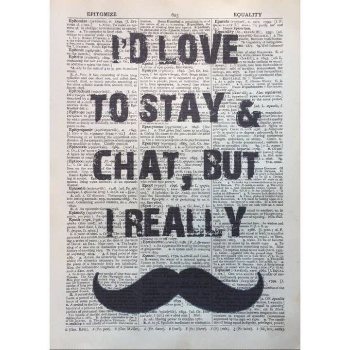 Impressão artística de parede de dicionário de bigode - impressão de trocadilho - decoração por atacado de Parksmoonprints