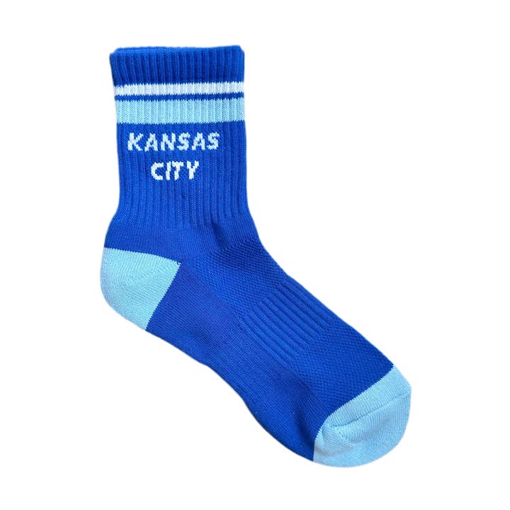 Kansas City Crew Socks - Blue w/ White & Blue for wholesale by Carly Rae Studio