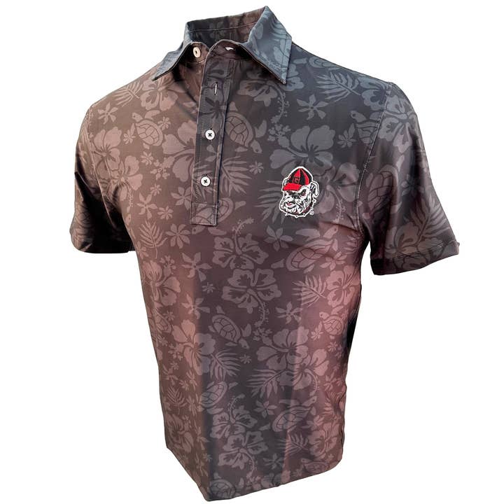Georgia Bulldogs Men's Turtle SS Polo - Black for wholesale by Wes and Willy