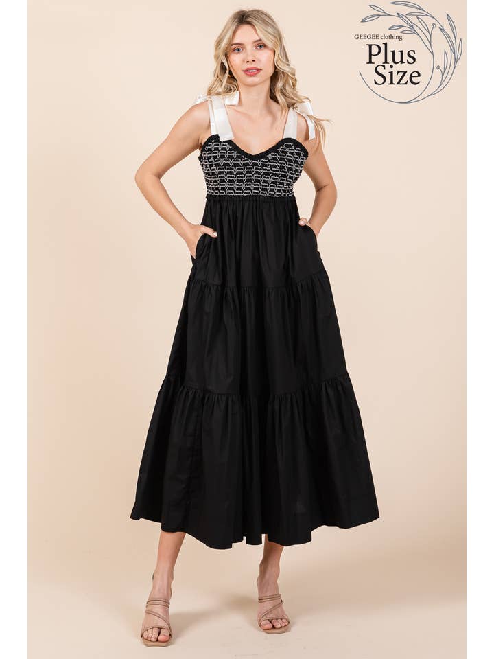 GeeGee x Lovelo - Vendita all'ingrosso Vestito - Donna - Abito midi plissettato a balze taglie comode, MD51552PL35