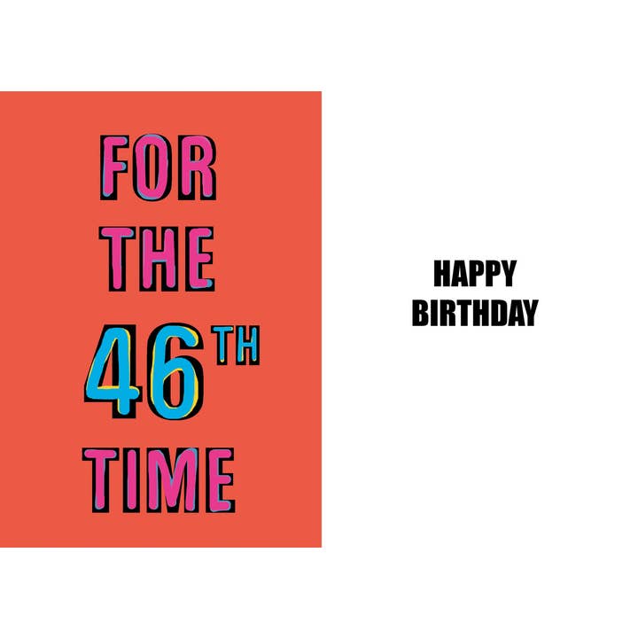 Sjovt 46-års fødselsdagskort af høj kvalitet for engroshandel hos Duggoons Greeting Cards