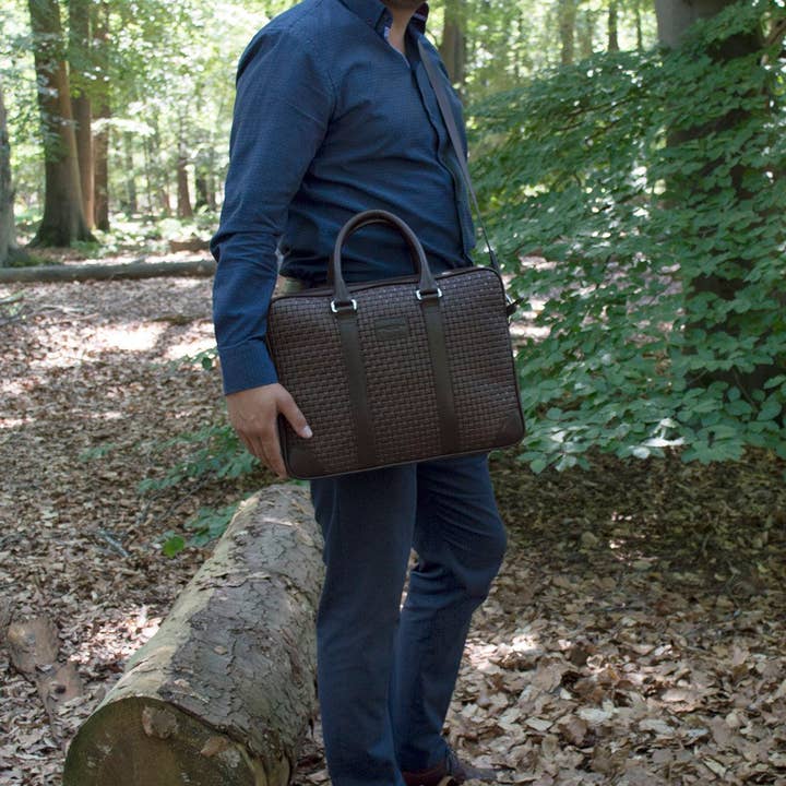 Arrigo - Wholesale Laptop Bag - Unisex - Leather Laptop Bag 15.6 Inches in 4 Colors Braided Leather19