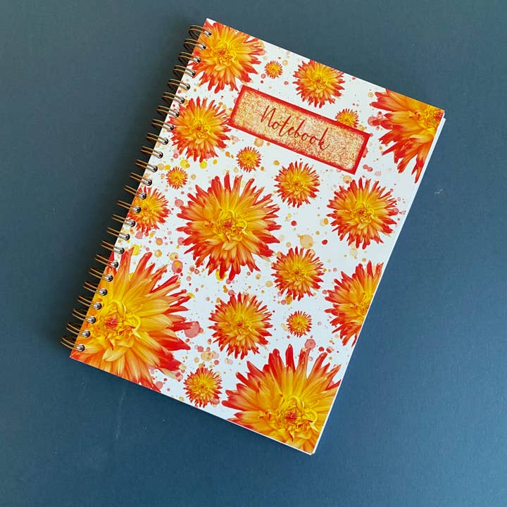 Orange Dhalia A5 plain paper wiro bound NoteBook for wholesale by Alex Sharp