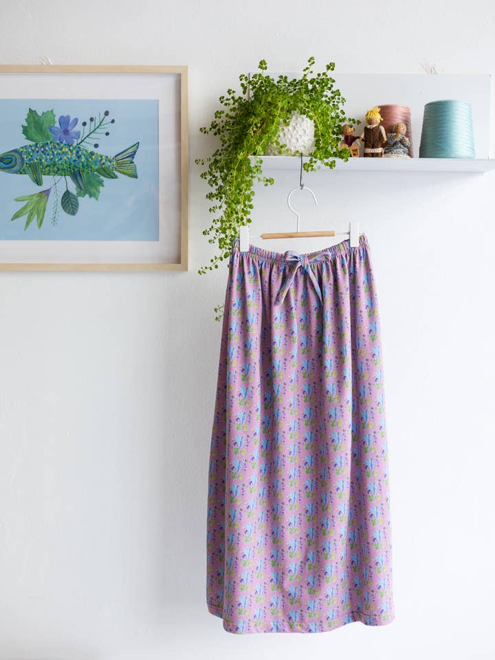 Gonna lunga in jersey 'Flying Seahorse' | yogurt ai mirtilli per la vendita all'ingrosso da parte di aesthete-kidswear