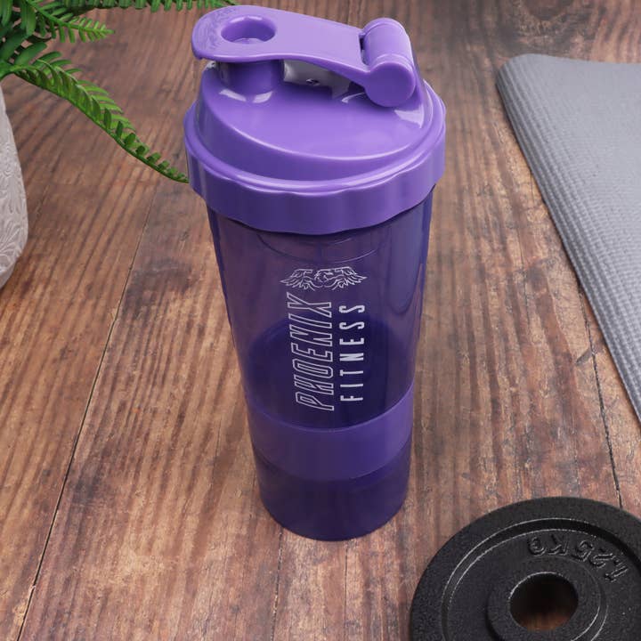 Phoenix Fitness - Wholesale Protein/Superfood Powder - Purple Compartment Protein Shaker