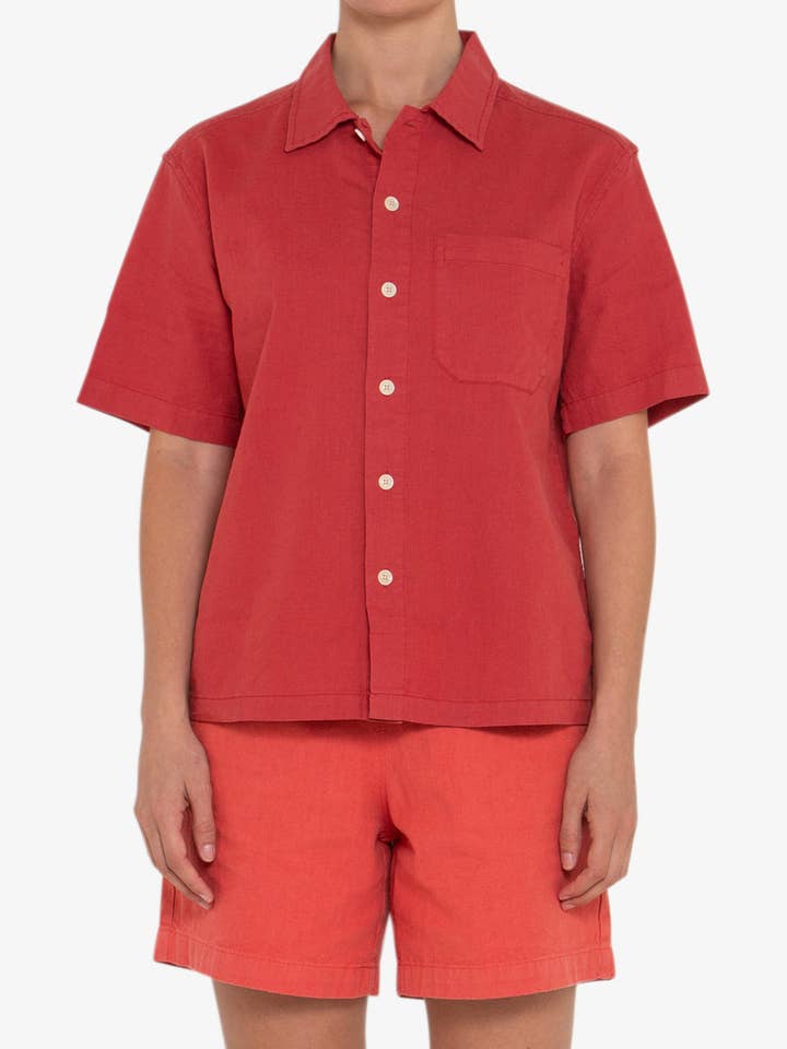 Onnie Short Sleeve Shirt - Cranberry for wholesale on Faire
