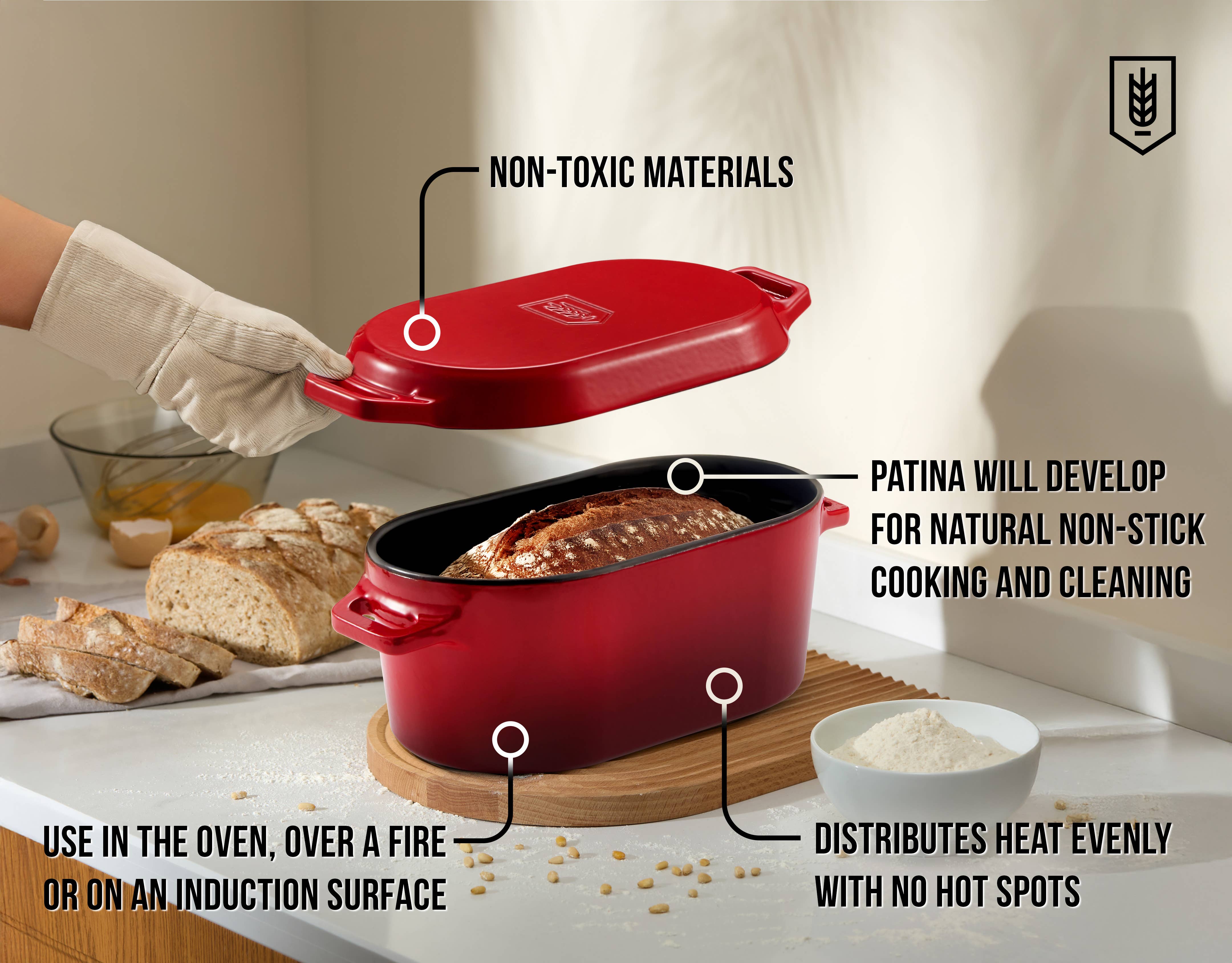 Kook - Wholesale Cooking Pot - Kook Dutch Oven with Lid, Enameled Cast Iron, 3.4 qt13