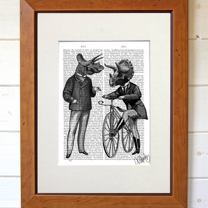 FabFunky Ltd - Wholesale Art Print - Triceratops Men and Bike, Dinosaur Book Page2
