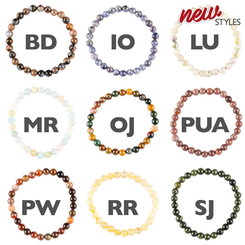 Benjamin International - Wholesale Beaded Bracelet - 6mm Crystal Gemstone Stretch Bracelets9