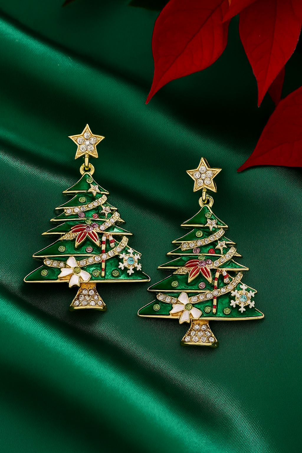 Wild & Free - Wholesale Dangle Earrings - Pendientes de esmalte de árbol de Navidad1