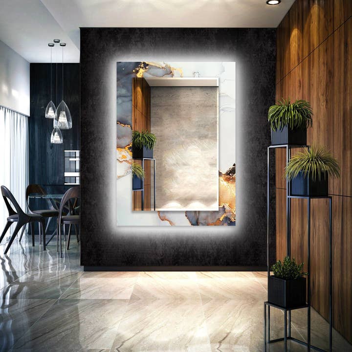 Abstract Tempered Glass Wall Mirror for wholesale by MyPhotostation