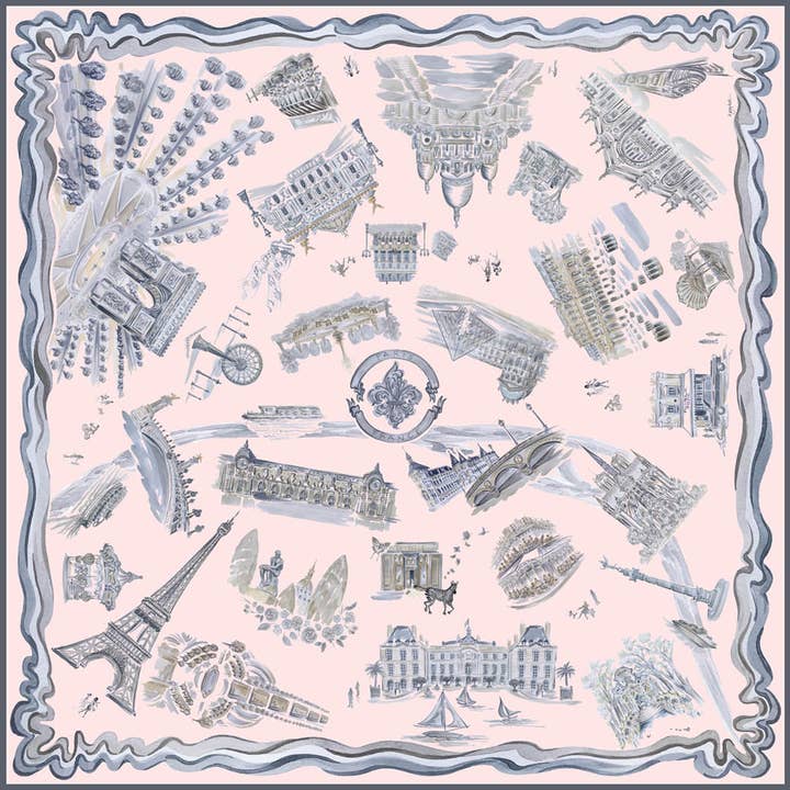 Paris - IJsroze - Sjaal van 100% zijde van keperstof voor wholesale door Grey Hall Design