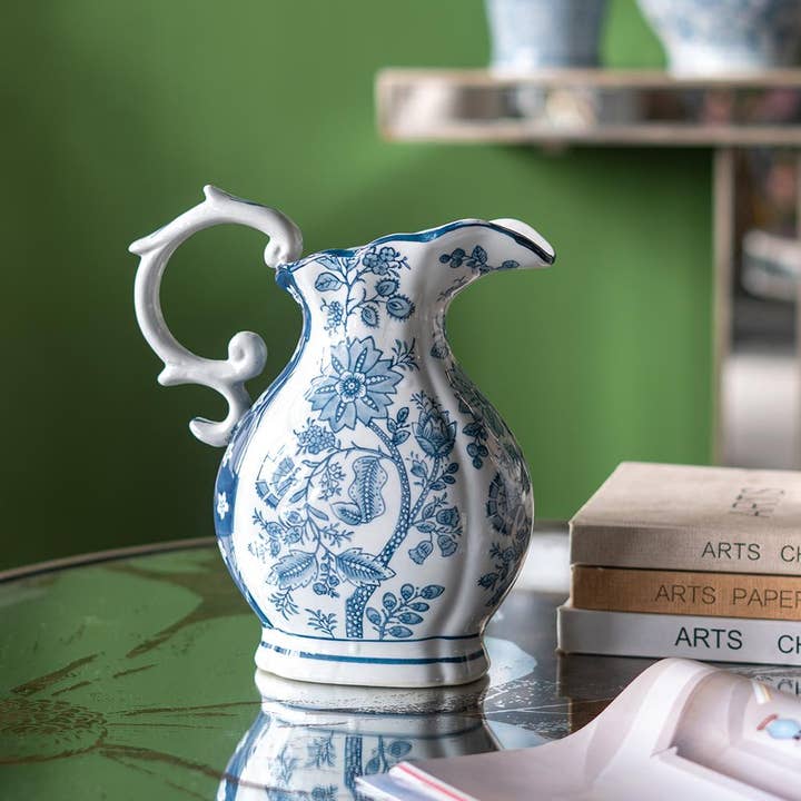 A&B Home Group Inc. - Wholesale Pitcher - 9x5x10" Decorative Porcelain Pitcher w/ Blue & White Floral1