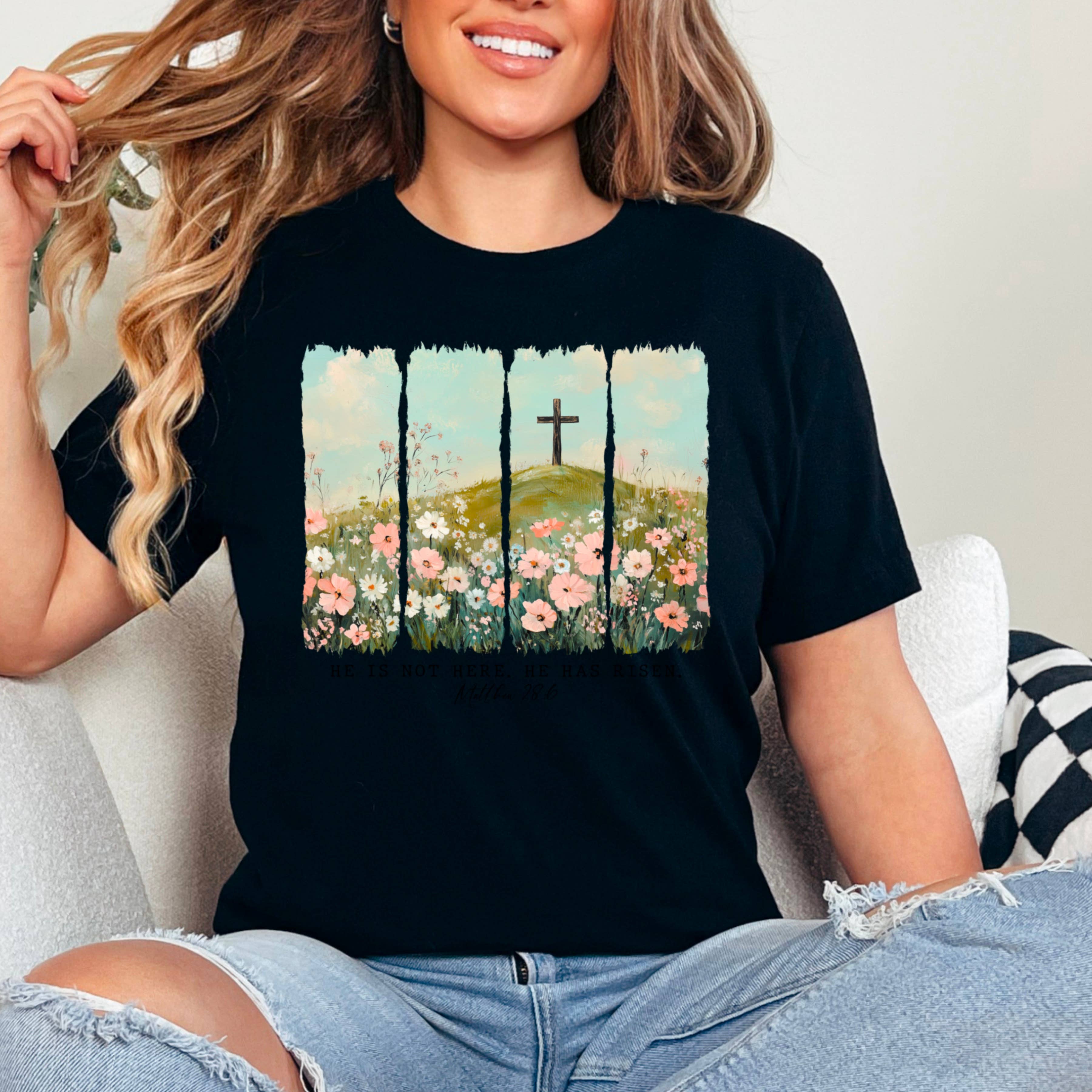 Shoppe SHC – wholesale T-shirt med logga - Dam – Han har uppstått | Påsktröja | Comfort Colors20