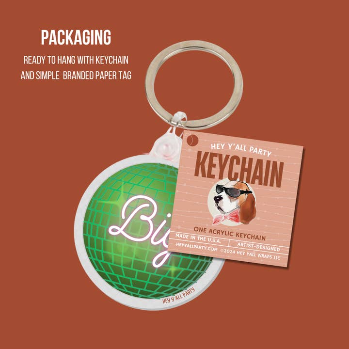 Hey Y'all Party - Venta al por mayor Llavero - Unisex - Llaveros acrílicos con forma de lazo en forma de cuadrilátero naranja2