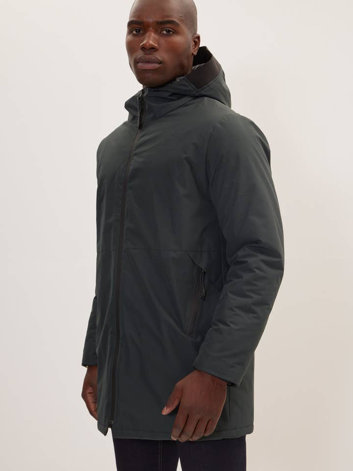 Men's Padded Zip Closure Coat Jacket - Dark Green for wholesale by Ron Tomson