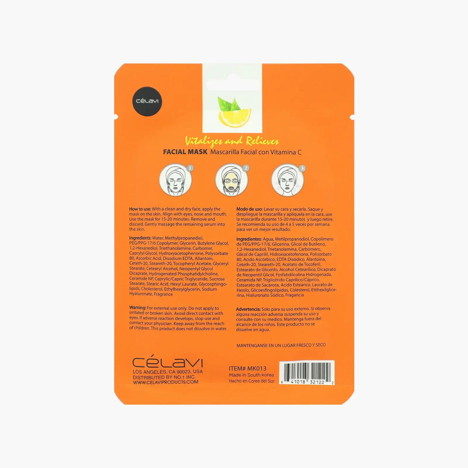My Wholesale Fashion - Wholesale Skincare Face Mask - [CÉLAVI] Essence Facial Sheet Mask - Vitamin C1