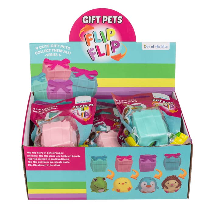 Out of the blue KG - Vendita all'ingrosso Giocattolo fidget - Bambini - 4 Gift Pets FlipFlip - Giocattolo Fidget in TPR per bambini