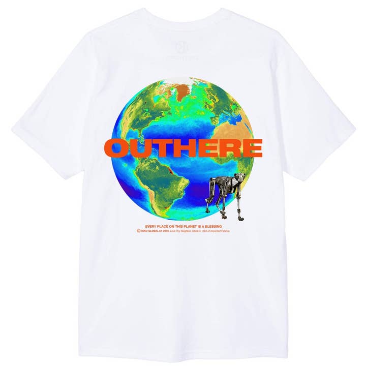 White OUTHERE Tee for wholesale by KIKO