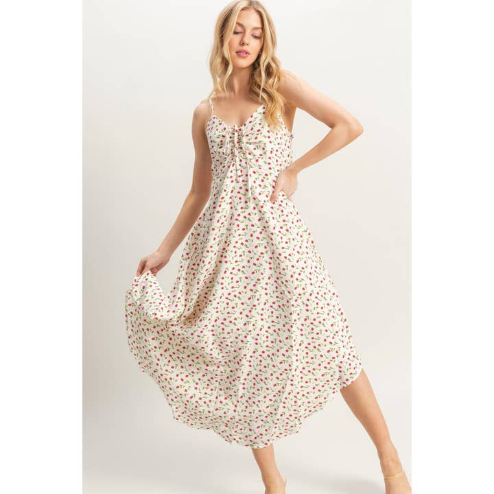 HYFVE - Wholesale Dress - Women's - HF25C158-Ditsy Floral Print Sleeveless Midi Dress