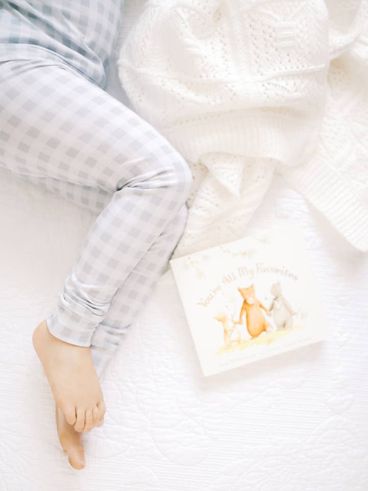 Dreamy Skies Baby - Wholesale Sleepwear Set - Kids - Bamboo Two Piece Set in Fog Gingham
