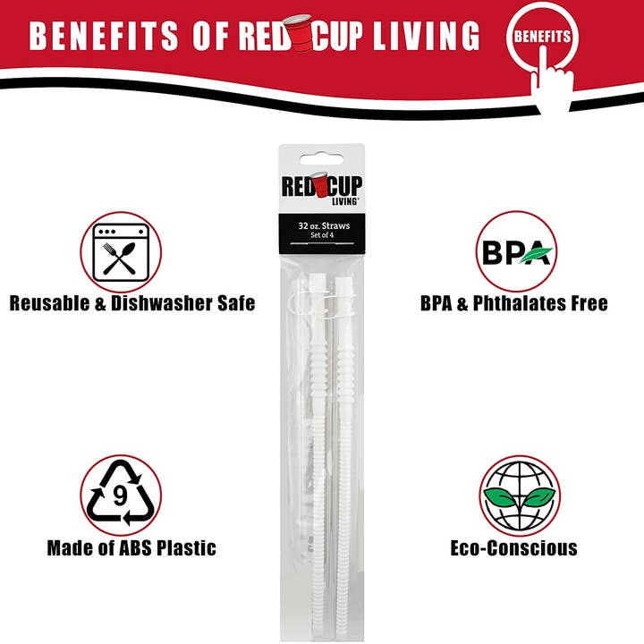 Red Cup Living - Wholesale Drinking Straw - Red Cup Living Straw for 32-Ounce Cup, Set of 4, BPA Free1