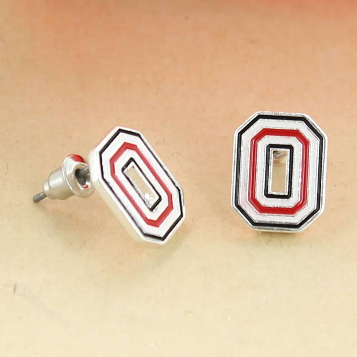 Seasons Jewelry - Wholesale Stud/Post Earrings - Ohio State Enamel Logo Stud Earrings0