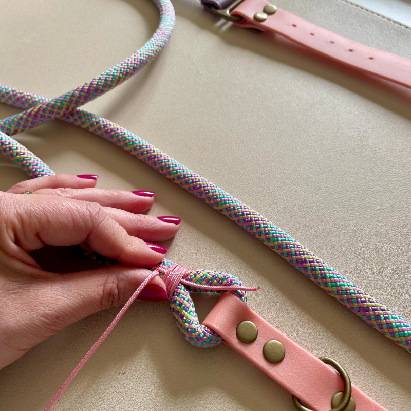 KITSUNE.DOG - Wholesale Pet Leash - Dog - Leave MULTIPOSITION textured paracord / ROSE biothane1