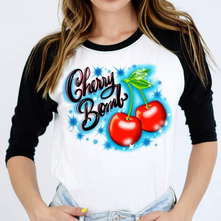 Cherry Revamp Retro Raglan for wholesale by The Funnel Cake Tree