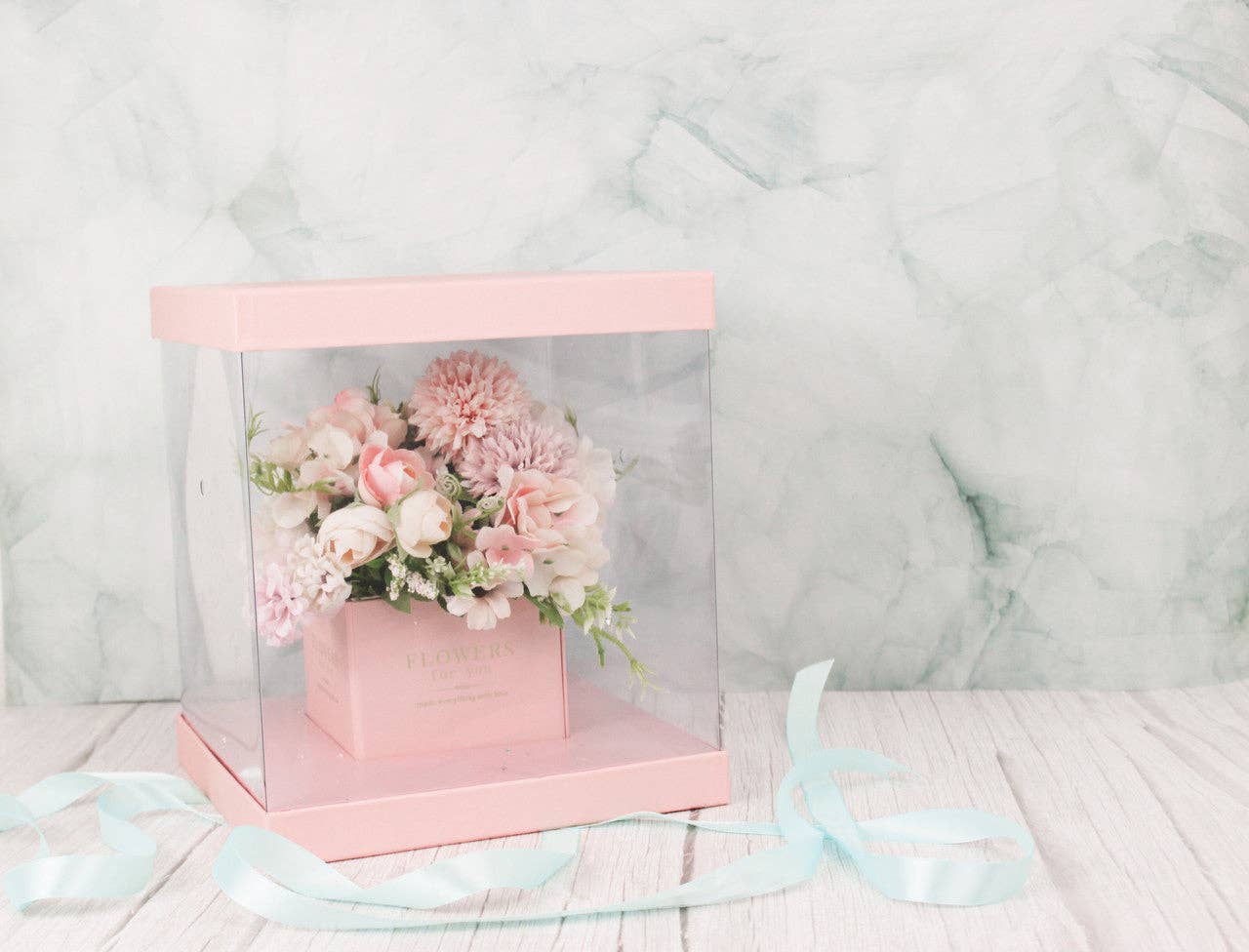 Elegant Design Supply - Wholesale Gift Box - Square Clear Transparent PVC Flower Box with Lid and Base6