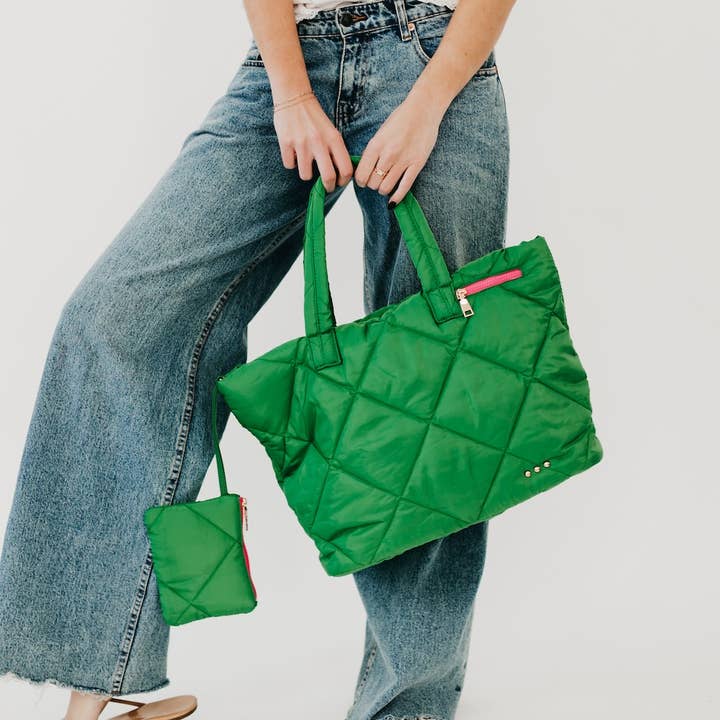 Pretty Simple - Wholesale Tote Bag - Women's - Presley Puffer Quilted Tote Bag With Pouch